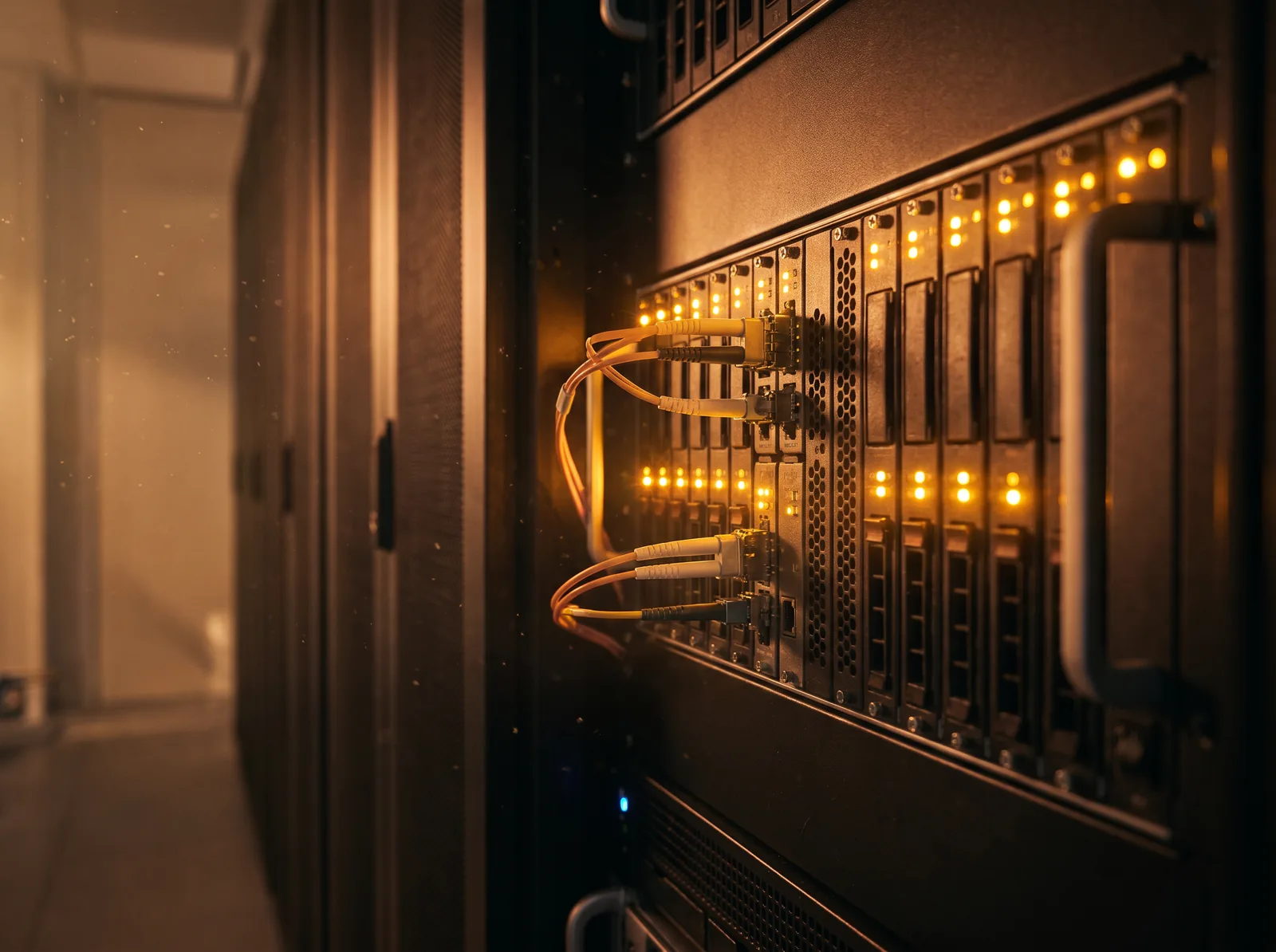 Glowing server rack hardware representing Phoenix Compute Systems
