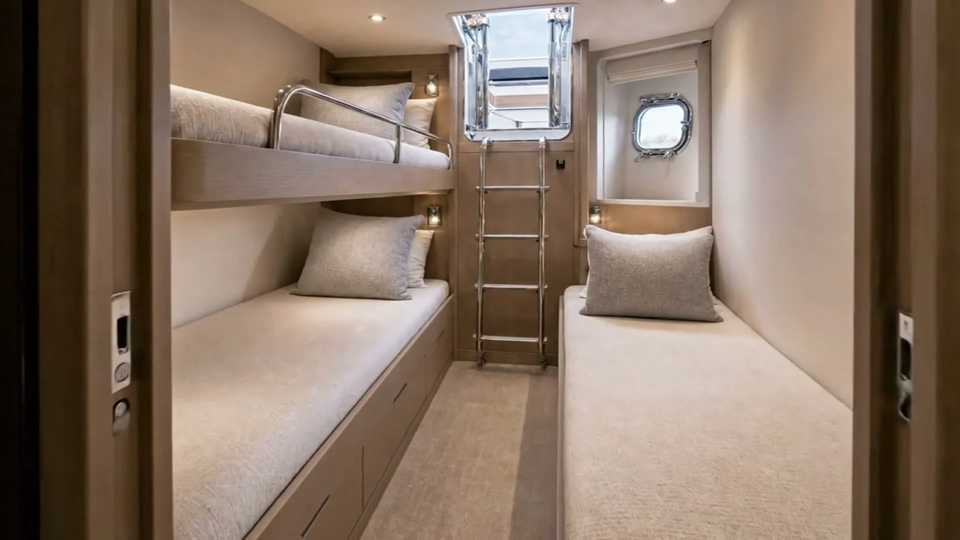 Guest cabin render of the Phoenix Marine Project Verado motoryacht